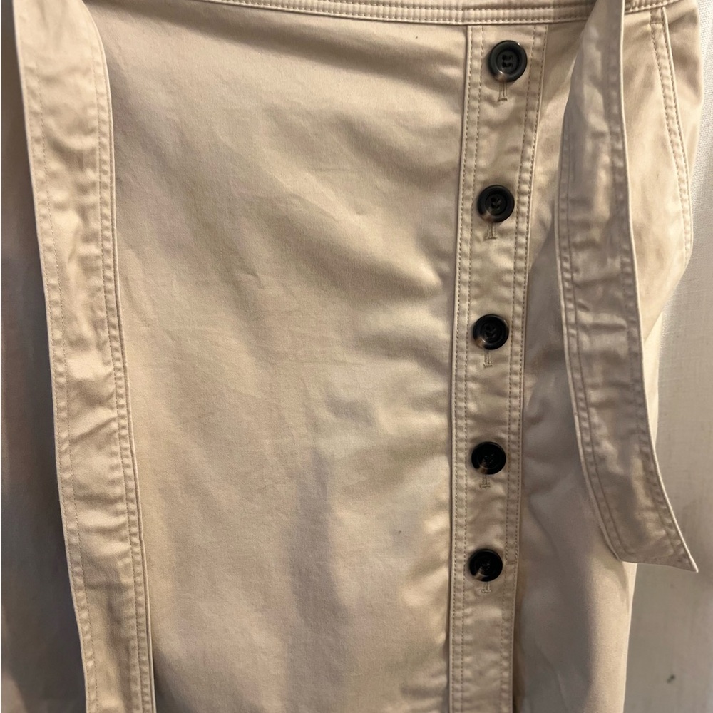 Ann Taylor Petite Khaki Button Front Skirt - Picture 5 of 10